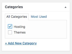 category options on page